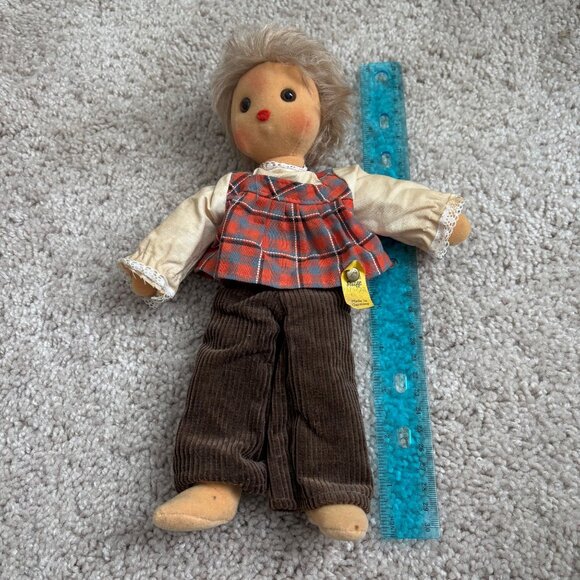 Vintage Steiff 7875728 12” Thin Cloth Doll With Brown Corduroy Pants & Hat - Picture 9 of 11